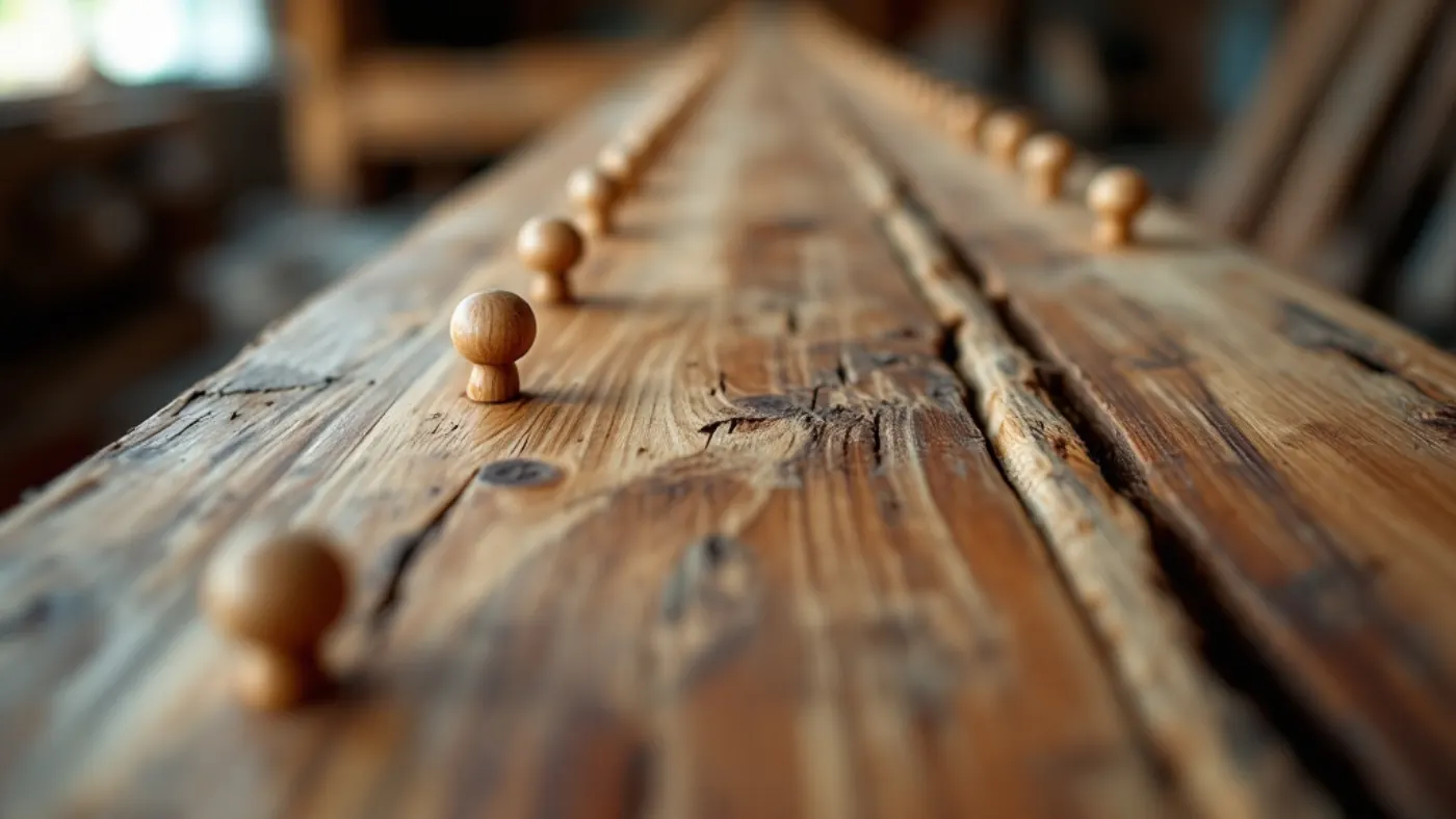 Hand-fitted ironwood planking with wooden pasak dowels on a phinisi hull under construction